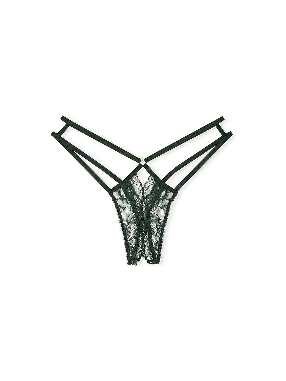 Very Sexy Gül Dantelli Crotchless Tanga - (Tek Renk)