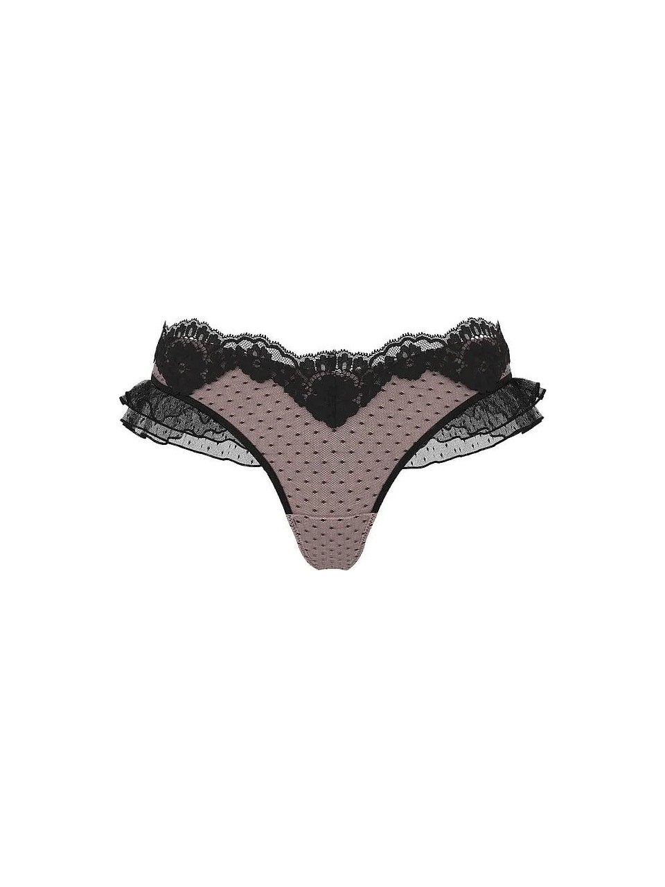 Dream Angels Heritage Puantiyeli Dantelli Fırfırlı Tanga - Melek Pembesi