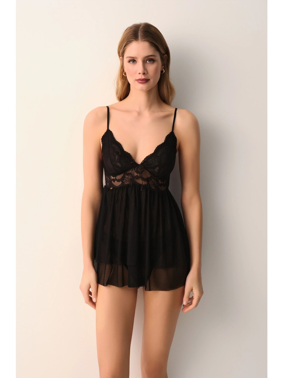 Suwen Black Vivienne Lace Babydoll