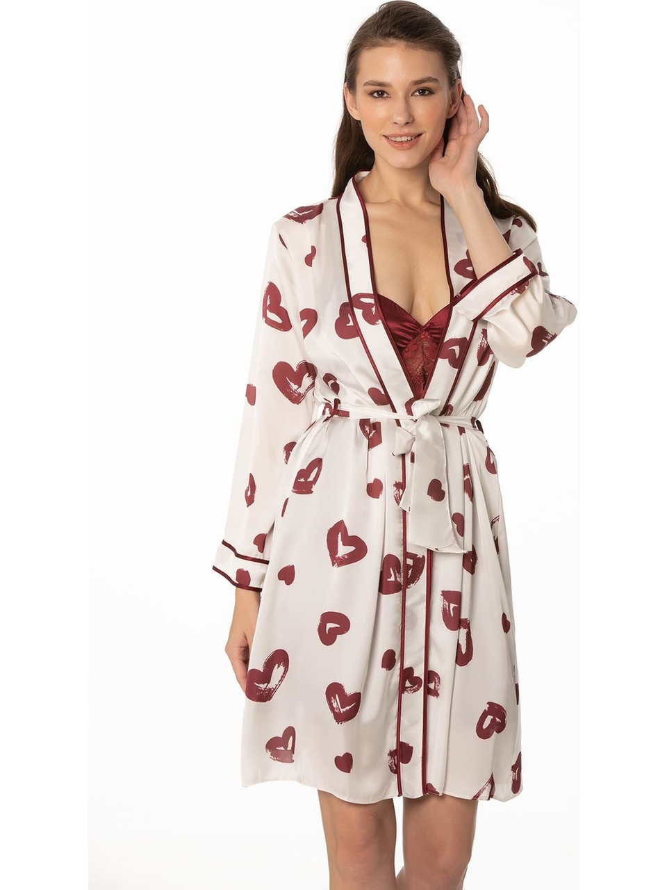 Pierre Cardin Saten Emprime Gecelik & Sabahlık Takım - 2406